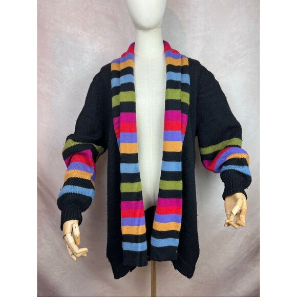 Vintage Bob Mackie Wearable Cardigan Art Plus Size Friendly Wool Blend 1980s - Picture 1 of 5